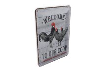 Blechpostkarte Reklame 10x14 cm Welcome to our coop...