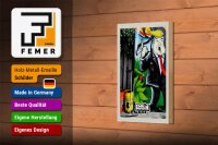 Holzschild Reise 12x18cm Berlin Graffiti Donald Trump Street Art
