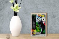 Holzschild Reise 12x18cm Berlin Graffiti Donald Trump Street Art