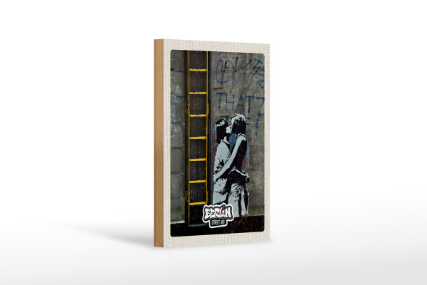 Holzschild Reise 12x18 cm Berlin Kunst Graffiti Street Art