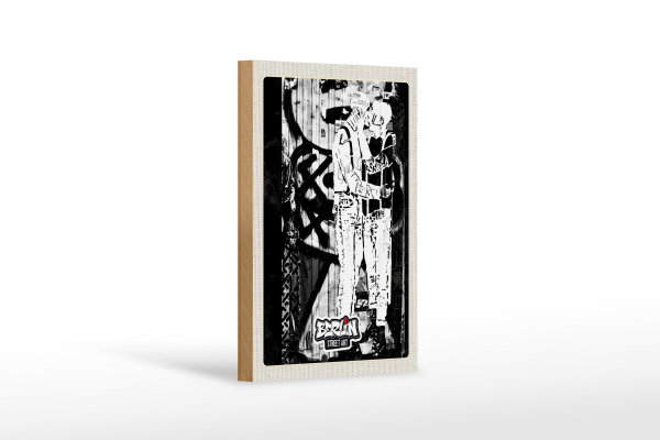 Holzschild Reise 12x18 cm Berlin Deutschland Geschlecht Graffiti