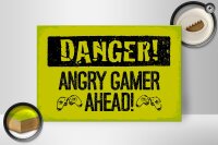 Holzschild Spruch 20x30 cm Danger Angry Gamer Ahead Deko Schild