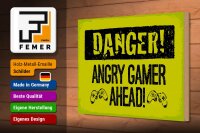 Holzschild Spruch 20x30 cm Danger Angry Gamer Ahead Deko Schild