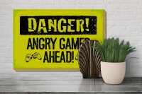 Holzschild Spruch 20x30 cm Danger Angry Gamer Ahead Deko Schild