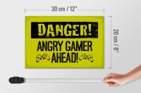 Holzschild Spruch 20x30 cm Danger Angry Gamer Ahead Deko Schild