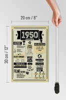 Holzschild 20x30 cm Geburtstagsschild Jahrgang 1950 beige Schild