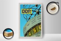 Holzschild Reise 12x18 cm Berlin Deutschland Weltzeituhr DDR