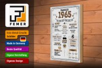 Holzschild 20x30 cm Geburtstagsschild Jahrgang 1965 weißes Schild