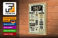 Holzschild 20x30 cm Geburtstagsschild Jahrgang 1967 beige Schild
