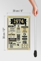 Holzschild 20x30 cm Geburtstagsschild Jahrgang 1974 beige Schild