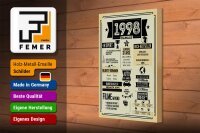 Holzschild 20x30 cm Geburtstagsschild Jahrgang 1998 beige Schild