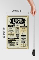 Holzschild 20x30 cm Geburtstagsschild Jahrgang 1998 beige Schild