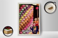 Holzschild Reise 12x18 cm Frankreich Süßspeisen Macarons süß