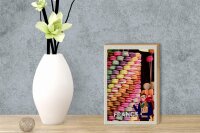 Holzschild Reise 12x18 cm Frankreich Süßspeisen Macarons süß