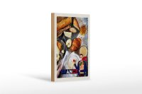 Holzschild Reise 12x18cm Frankreich Käse Baguette Honig Schild