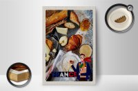 Holzschild Reise 12x18cm Frankreich Käse Baguette Honig Schild