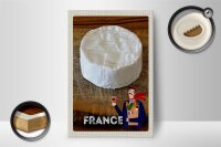Holzschild Reise 12x18 cm Frankreich Camembert Käse Baguette