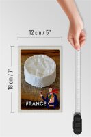 Holzschild Reise 12x18 cm Frankreich Camembert Käse Baguette