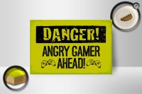 Holzschild Spruch 12x18 cm Danger Angry Gamer Ahead Deko Schild