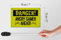 Holzschild Spruch 12x18 cm Danger Angry Gamer Ahead Deko Schild