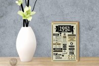 Holzschild 12x18 cm Geburtstagsschild Jahrgang 1951 beige Schild