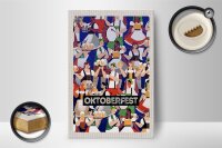 Holzschild Reise 12x18 cm Oktoberfest Trommel Tanzen Trinken