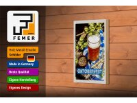 Holzschild Reise 12x18 cm Oktoberfest Bier Glas Weizen