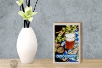 Holzschild Reise 12x18 cm Oktoberfest Bier Glas Weizen