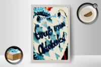 Holzschild Reise 12x18 cm Münchener Oktoberfest Lebkuchen blau