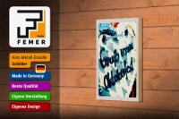 Holzschild Reise 12x18 cm Münchener Oktoberfest Lebkuchen blau
