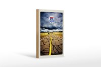 Holzschild Reise 12x18 cm Amerika USA Route 66 Straße Gewitter