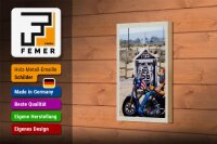 Holzschild Reise 12x18 cm Amerika Route 66 Biker California