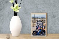 Holzschild Reise 12x18 cm Amerika Route 66 Biker California