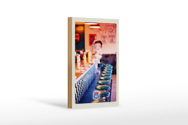 Holzschild Reise 12x18 cm Amerika USA Route 66 Restaurant Café