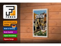 Holzschild Reise 12x18 cm Alcatraz San Francisco Meer Urlaub