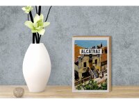 Holzschild Reise 12x18 cm Alcatraz San Francisco Meer Urlaub