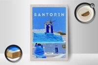 Holzschild Reise 12x18 cm Santorini Greece Griechenland blau