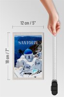 Holzschild Reise 12x18 cm Santorini Greece Gebäude weiß blau