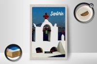 Holzschild Reise 12x18cm Santorini Greece Meer weiß blau Urlaub