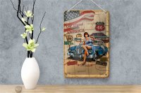 Blechschild Retro 12x18cm Pinup Car Travel trough America