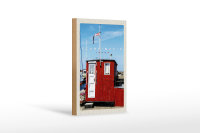 Holzschild Reise 12x18 cm Skandinavien Meer Stromly rotes...
