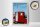 Holzschild Reise 12x18 cm Skandinavien Meer Stromly rotes Haus