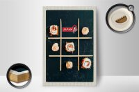 Holzschild Reise 12x18cm Japan Soja Sushi Fisch Gurke Stäbchen