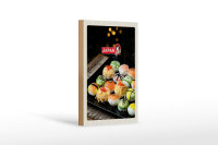 Holzschild Reise 12x18cm Japan Asien Sushi Fisch Gurke...