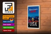 Holzschild Reise 12x18 cm USA Brooklyn Restaurant Diner Essen