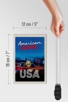 Holzschild Reise 12x18 cm USA Brooklyn Restaurant Diner Essen