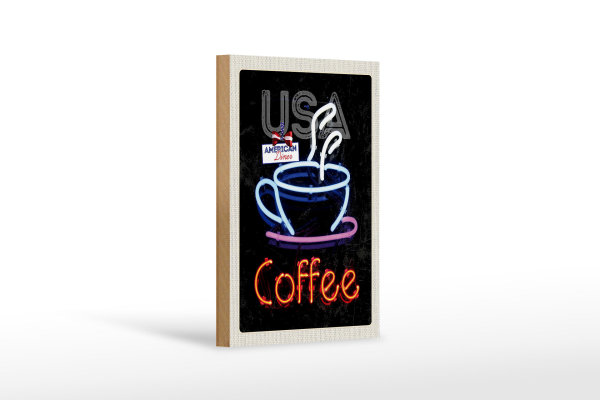 Holzschild Reise 12x18 cm USA Amerika Kaffee Tee Kuchen Urlaub
