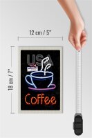 Holzschild Reise 12x18 cm USA Amerika Kaffee Tee Kuchen Urlaub