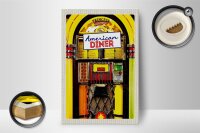 Holzschild Reise 12x18 cm Amerika USA Musikbox Diner tanzen