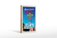 Holzschild Reise 12x18 cm USA Restaurant Pancakes Steaks...